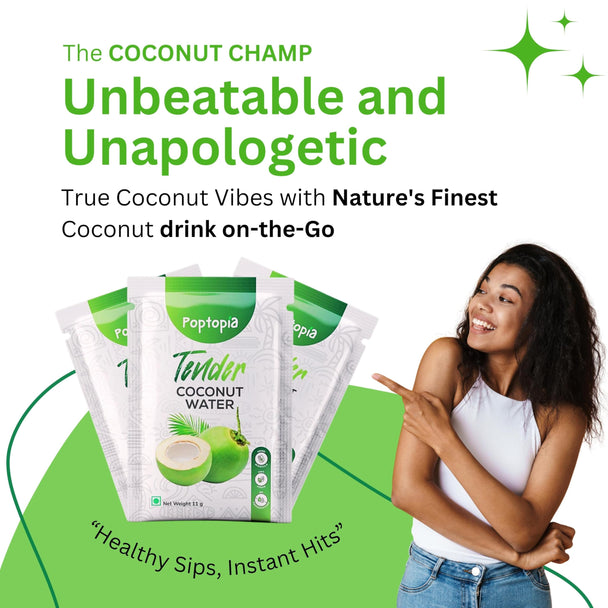 Poptopia Tender Coconut Water Powder Pack of 20 = 220gms = 4L