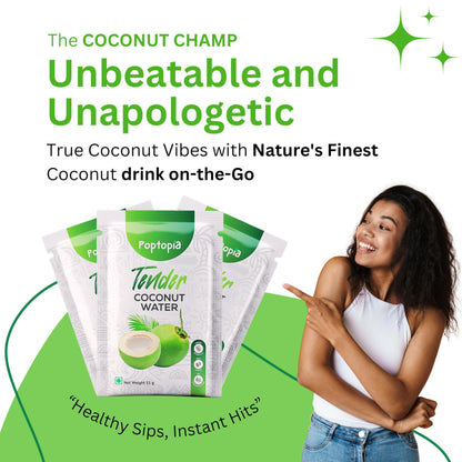 Poptopia Tender Coconut Water Powder Pack of 40 = 440gms = 8L
