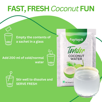 Poptopia Tender Coconut Water Powder Pack of 20 = 220gms = 4L