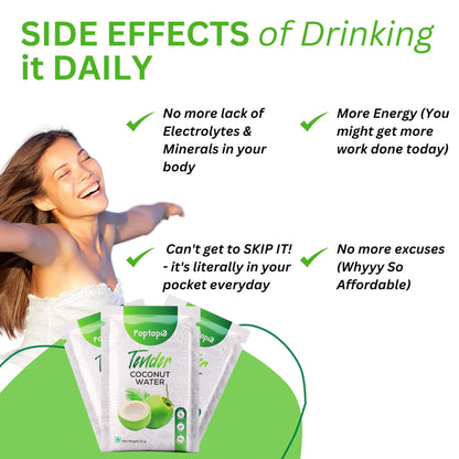 Poptopia Tender Coconut Water Powder Pack of 40 = 440gms = 8L